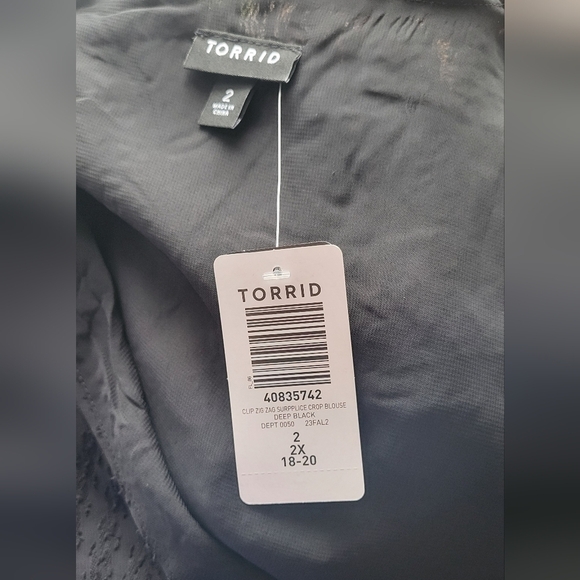 Torrid Zig Zag Surplice Crop Longsleeve Blouse - Picture 7 of 7